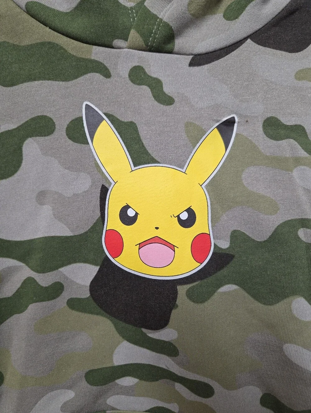Pokemon Green Camo Pikachu Pullover Hoodie XXL Nwt